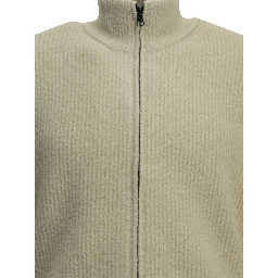 Zip-up sweater in bouclé wool