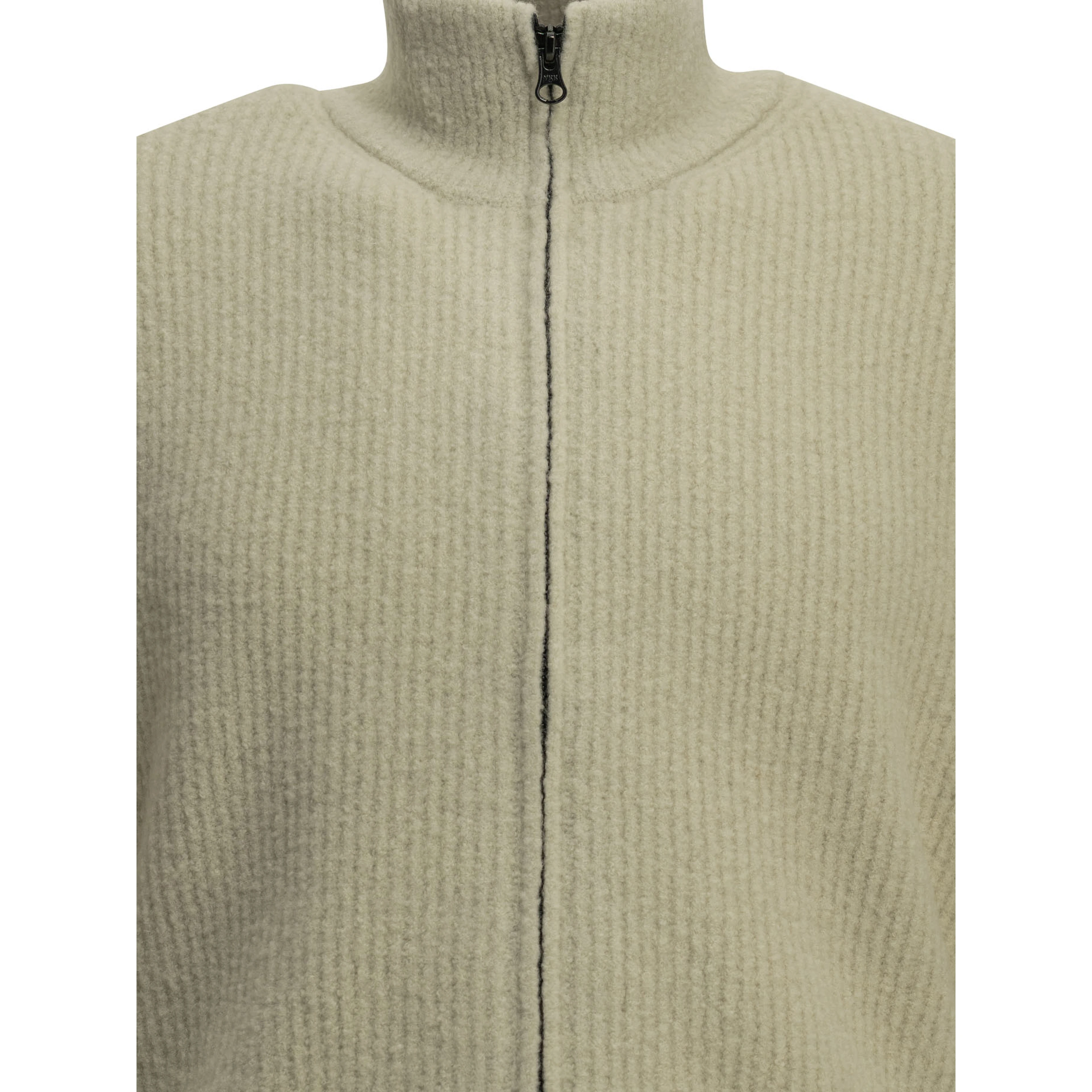 Zip-up sweater in bouclé wool