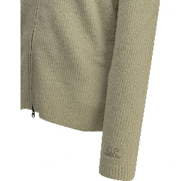 Zip-up sweater in bouclé wool