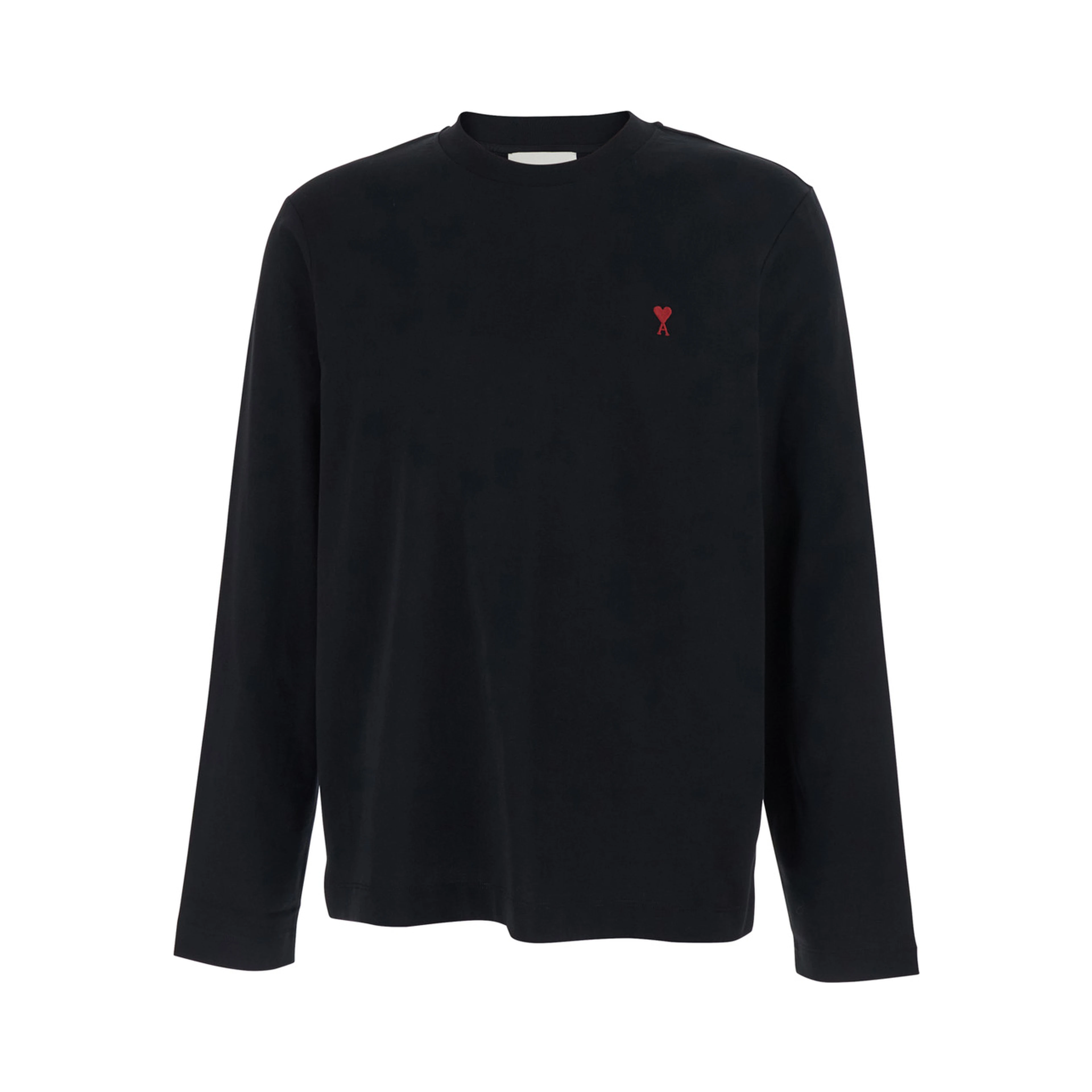 Long Sleeve T-Shirt with AMI de Coeur Logo on the Front in Black Cotton for Men