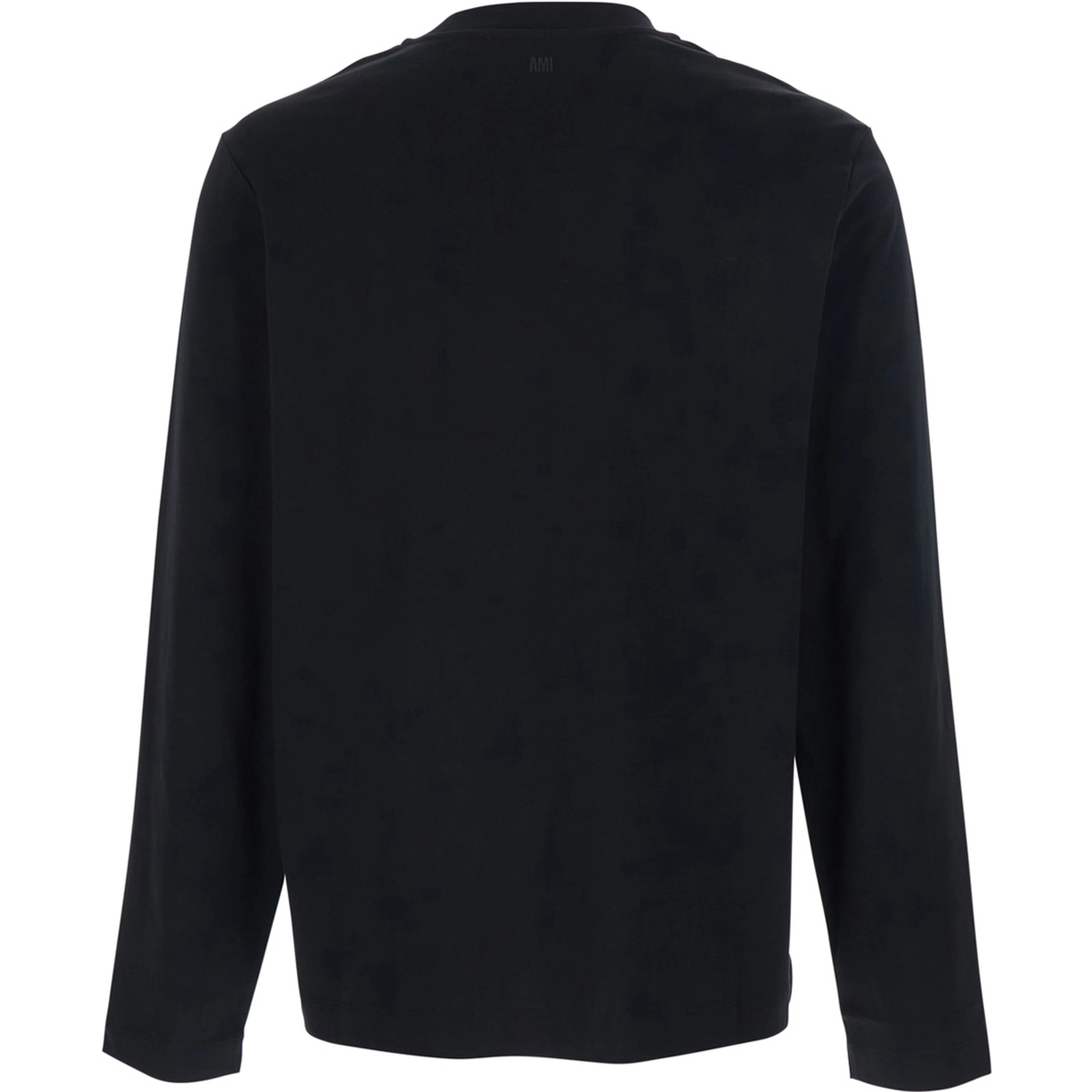 Long Sleeve T-Shirt with AMI de Coeur Logo on the Front in Black Cotton for Men