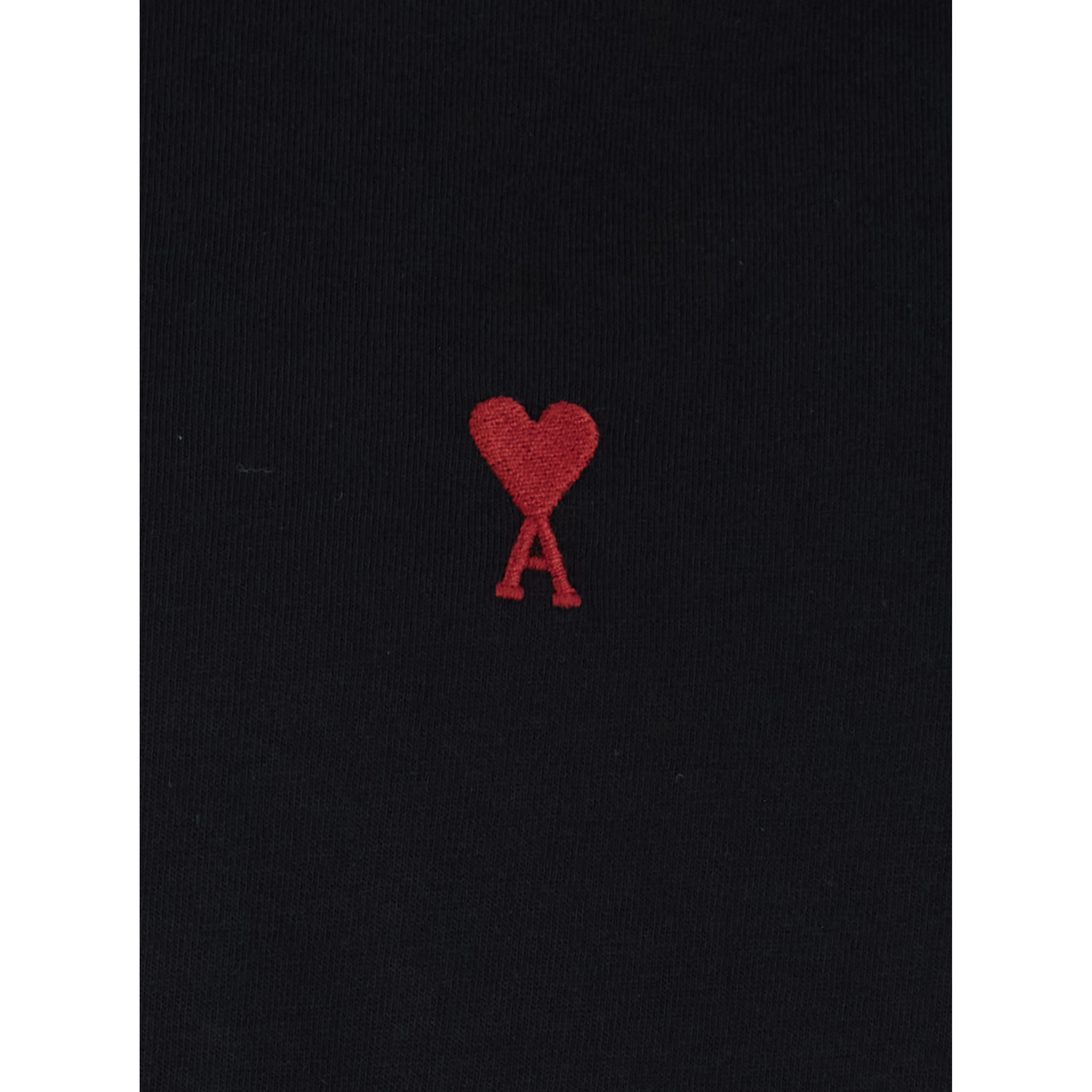 Long Sleeve T-Shirt with AMI de Coeur Logo on the Front in Black Cotton for Men