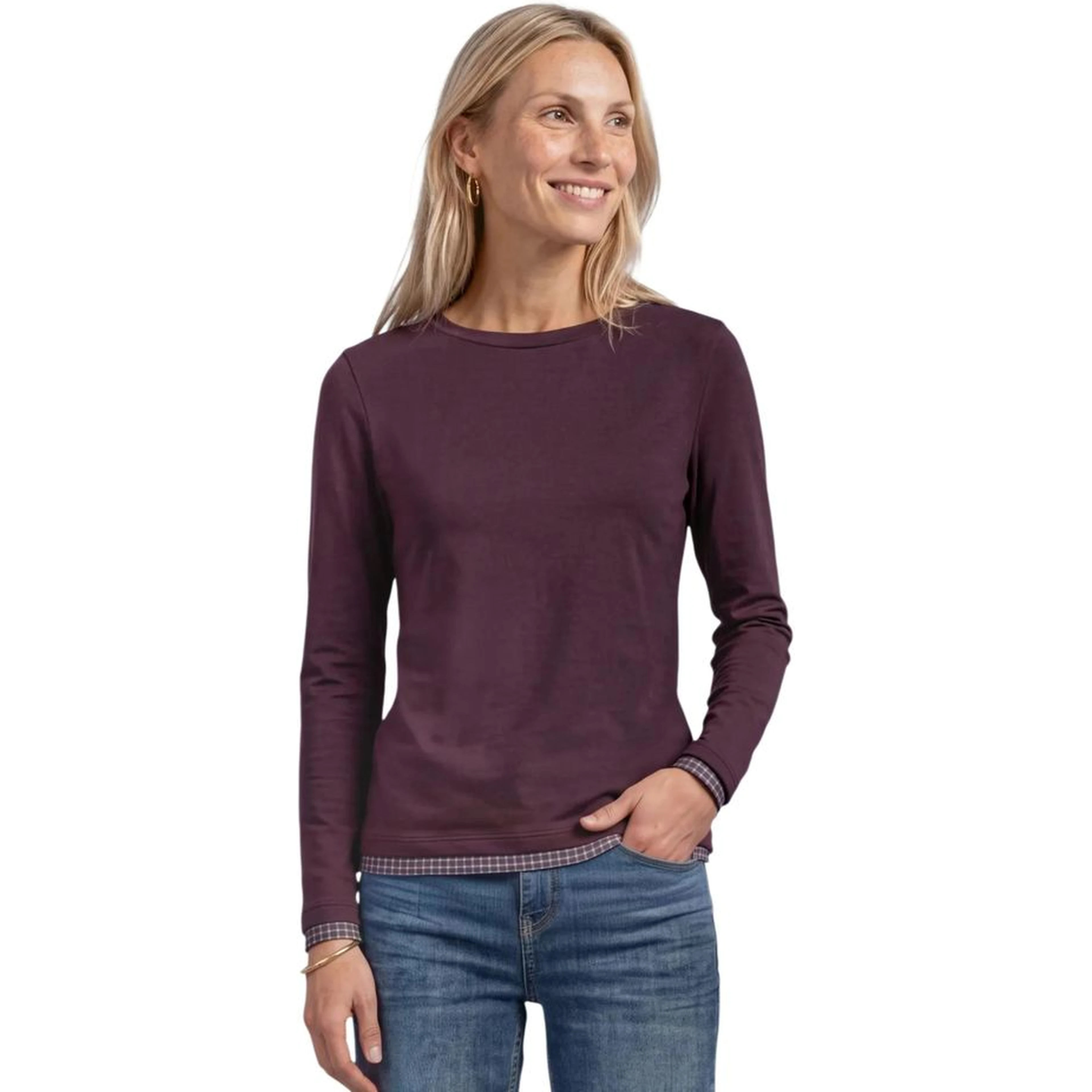 Purple Cotton Long Sleeve T-Shirt