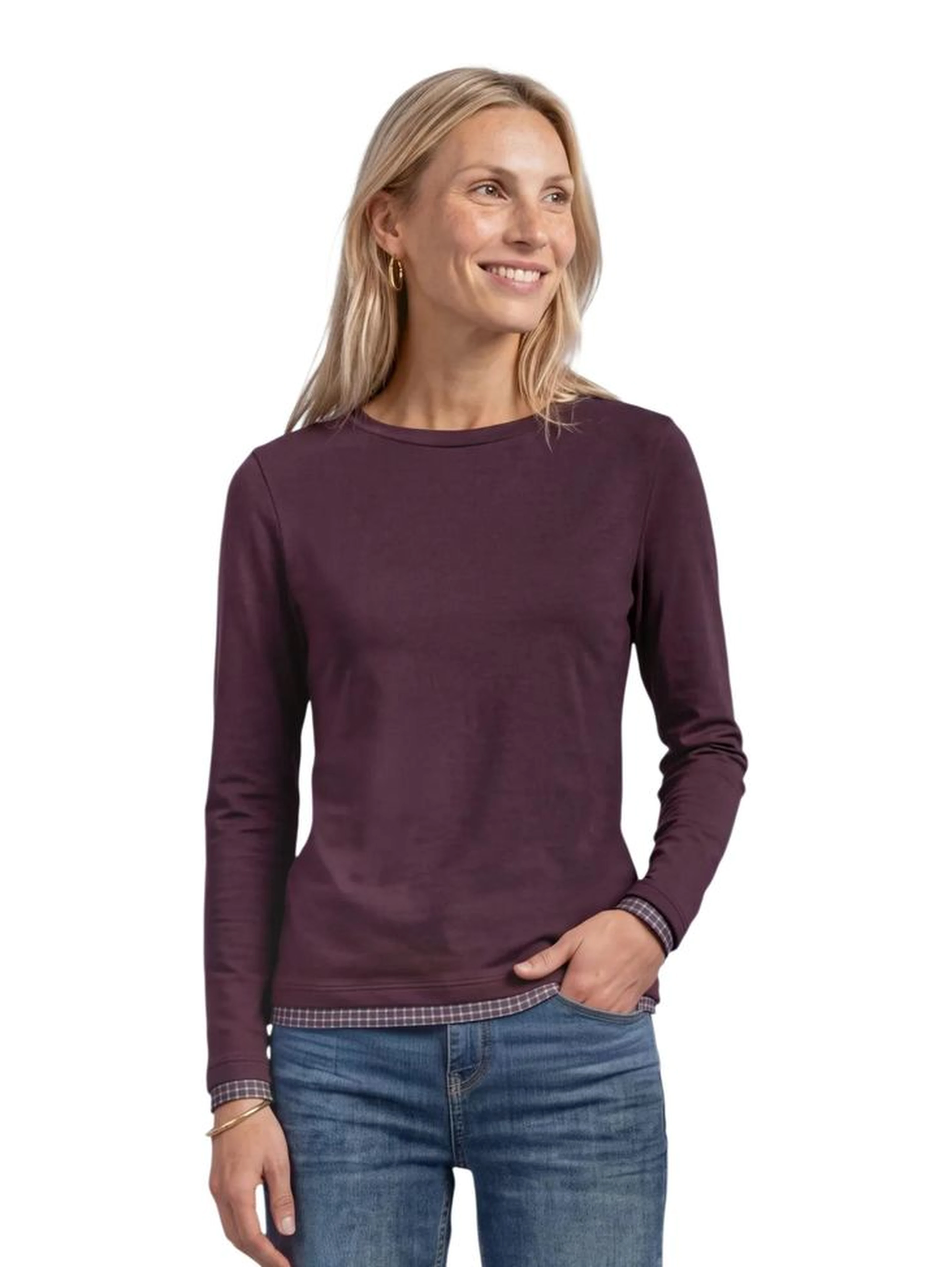 Purple Cotton Long Sleeve T-Shirt