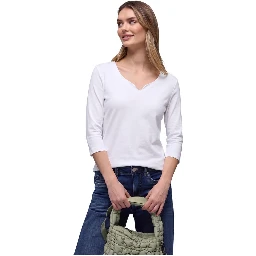 White Cotton Long Sleeve T-Shirt
