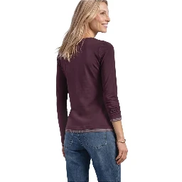 Purple Cotton Long Sleeve T-Shirt