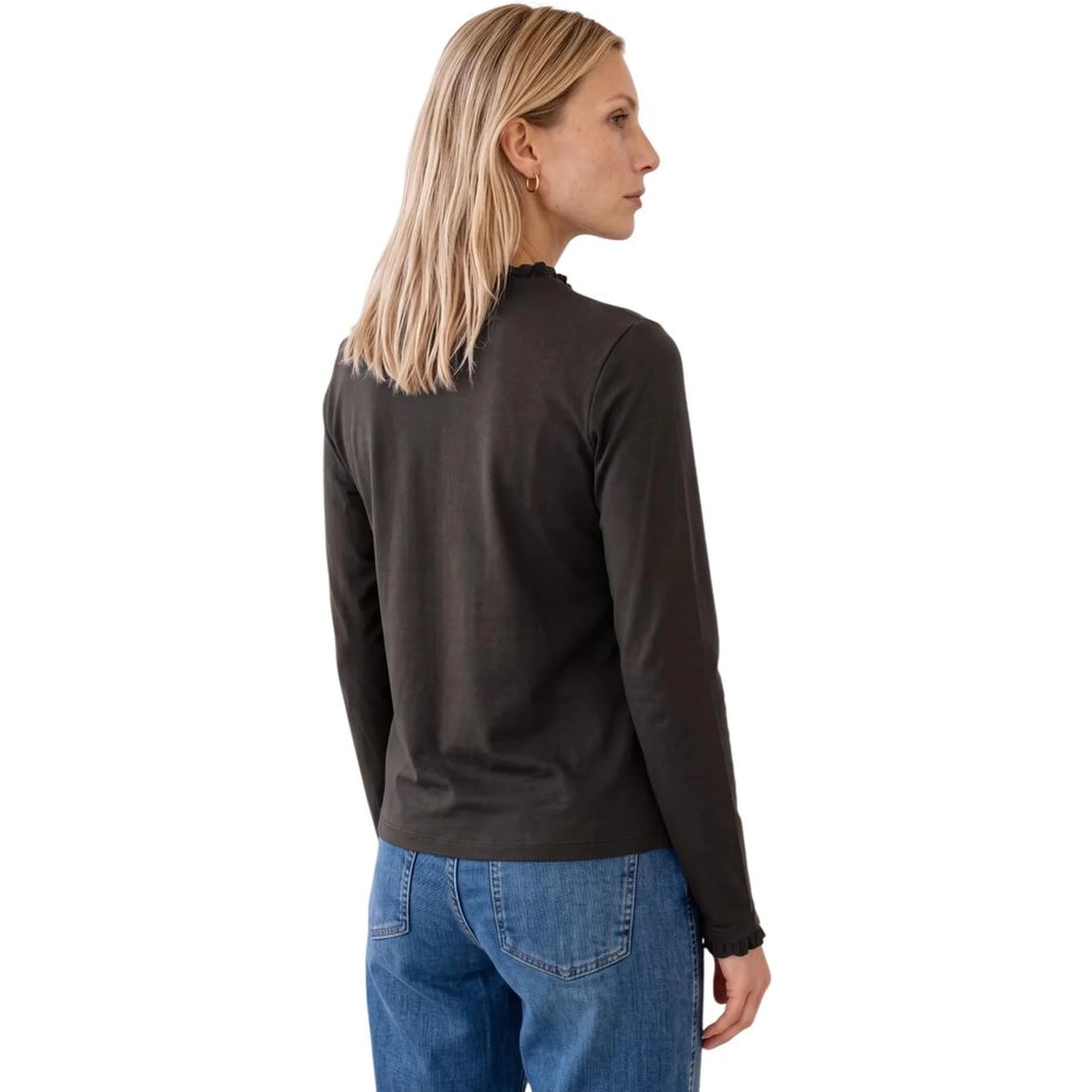 Brown Cotton Long Sleeve T-Shirt