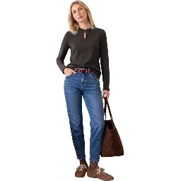 Brown Cotton Long Sleeve T-Shirt
