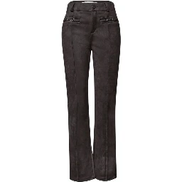 Brown Polyester Casual Pants
