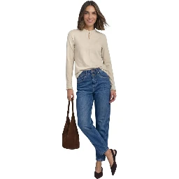 Beige Cotton Long Sleeve T-Shirt