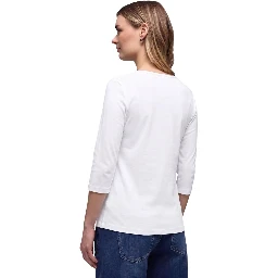 White Cotton Long Sleeve T-Shirt