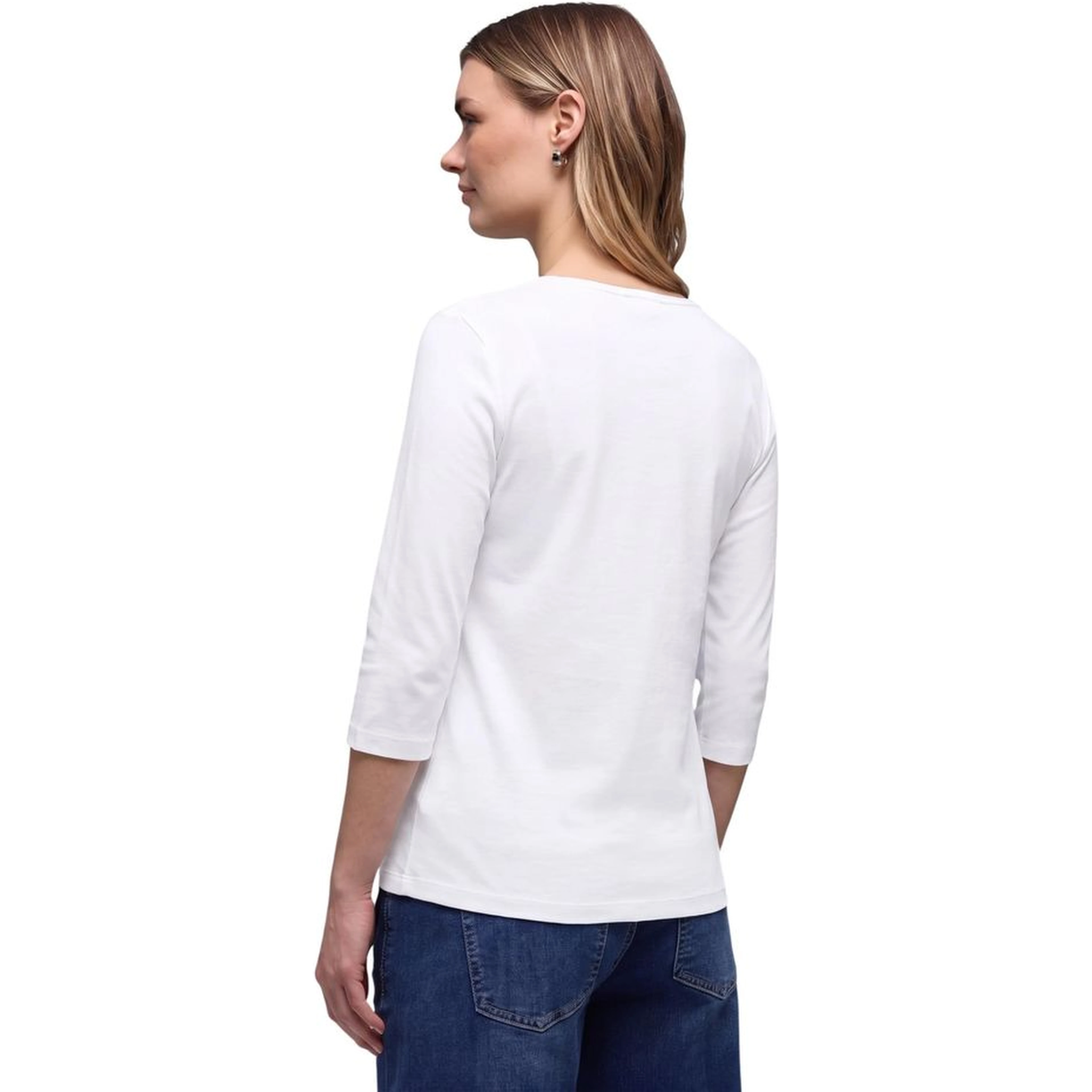 White Cotton Long Sleeve T-Shirt