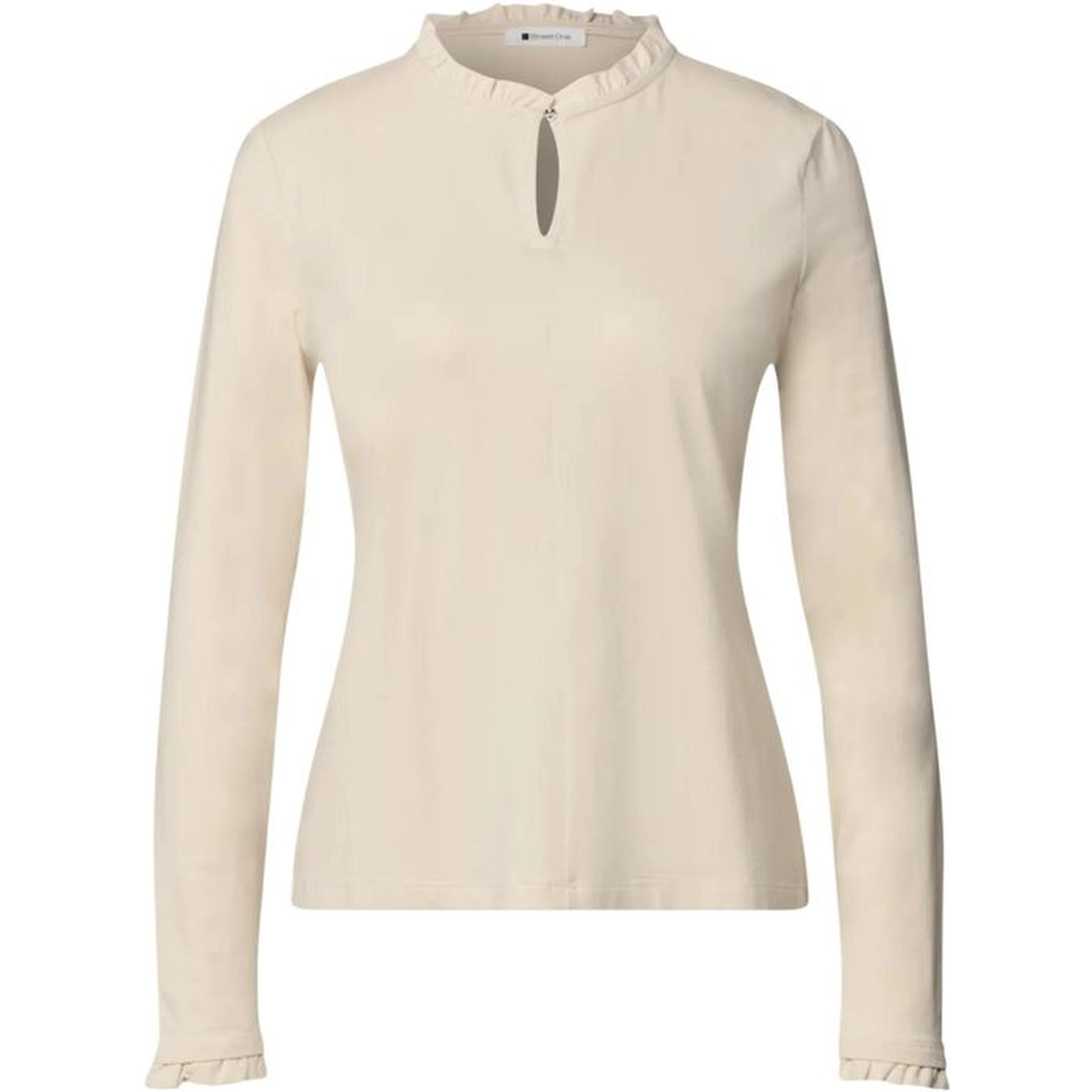 Beige Cotton Long Sleeve T-Shirt