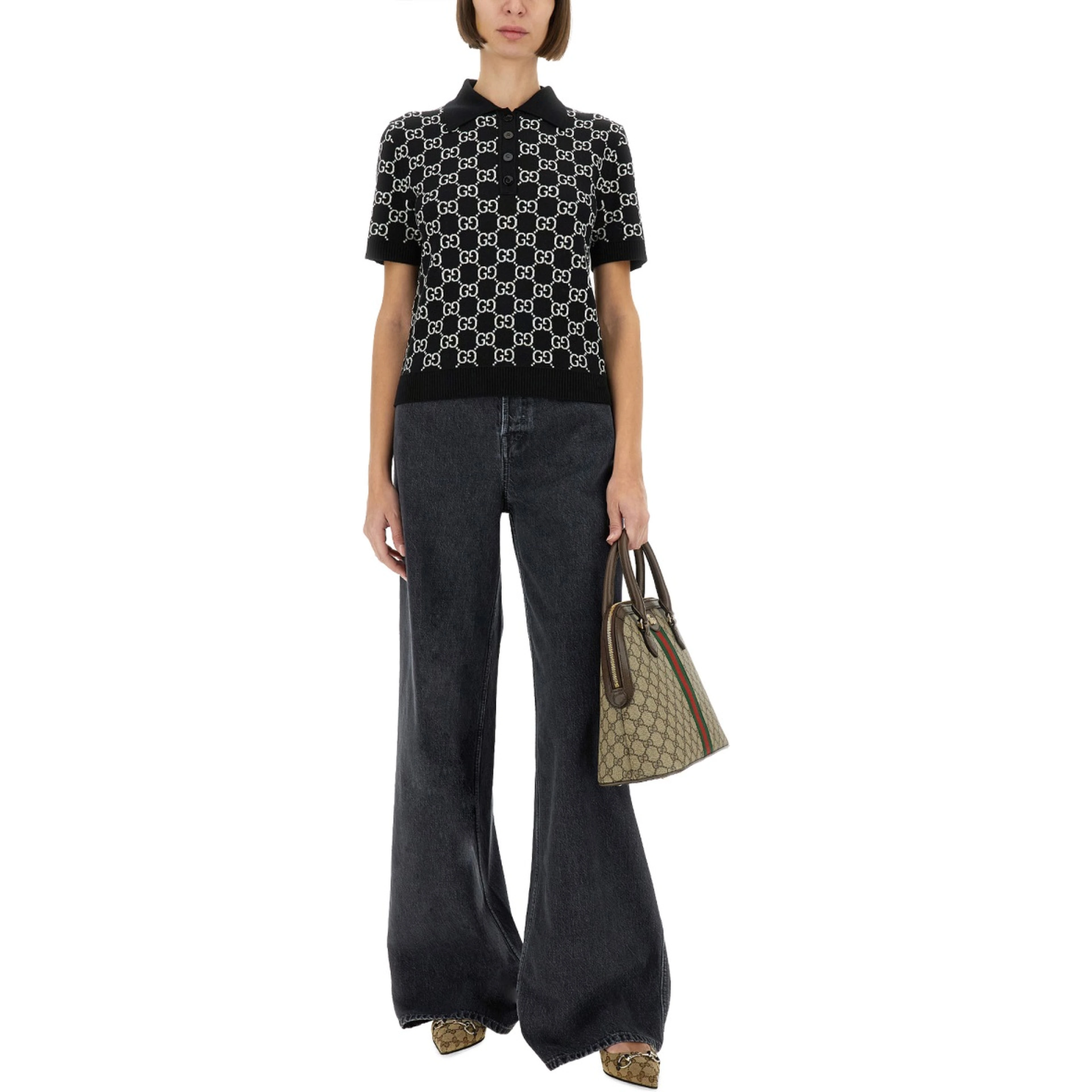 GG WOOL JACQUARD REVERSIBLE POLO SHIRT
