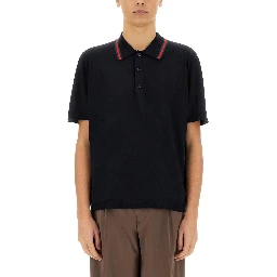KNITTED WOOL POLO SHIRT WITH WEB PATTERN