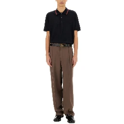 KNITTED WOOL POLO SHIRT WITH WEB PATTERN