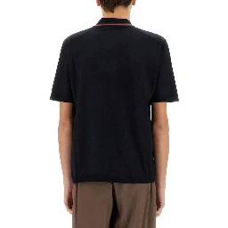 KNITTED WOOL POLO SHIRT WITH WEB PATTERN