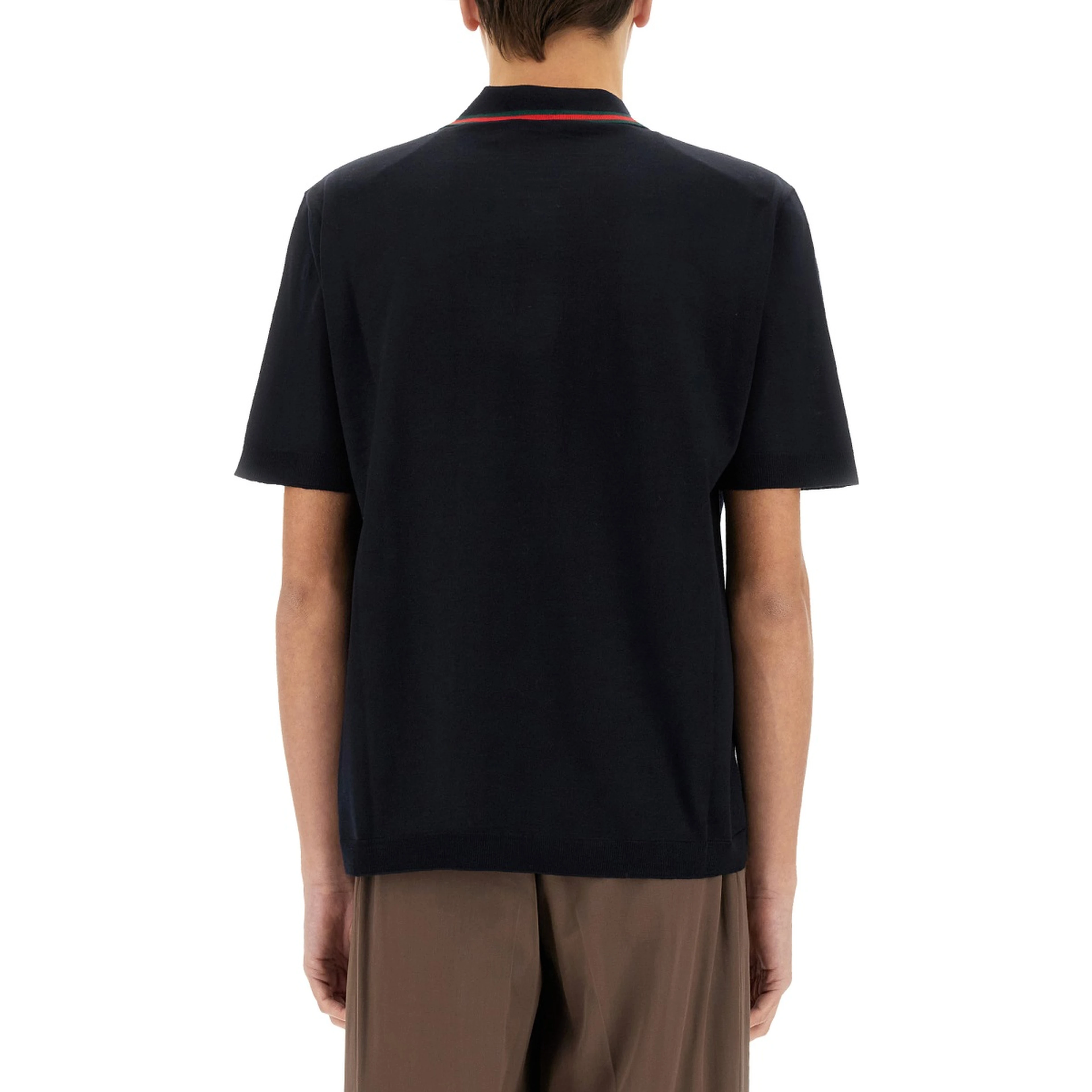 KNITTED WOOL POLO SHIRT WITH WEB PATTERN