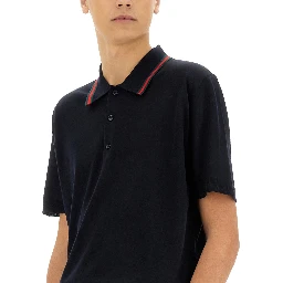 KNITTED WOOL POLO SHIRT WITH WEB PATTERN