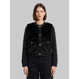 Padded wool and alpaca blend cardigan