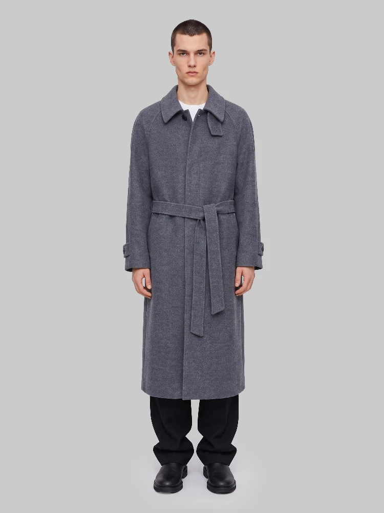 Grey melange cashmere coat