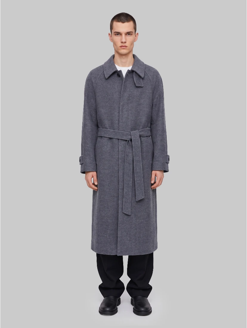 Grey melange cashmere coat