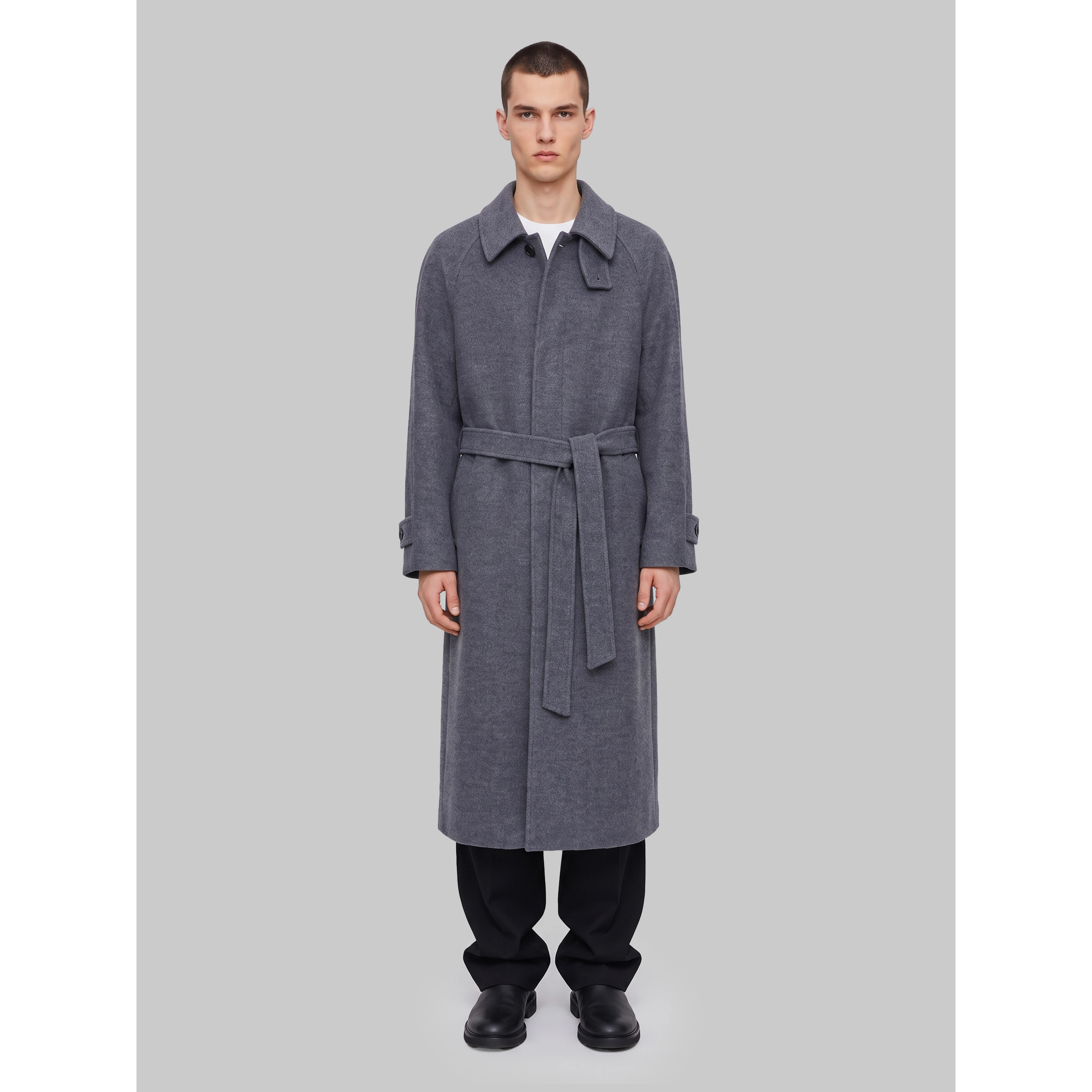 Grey melange cashmere coat