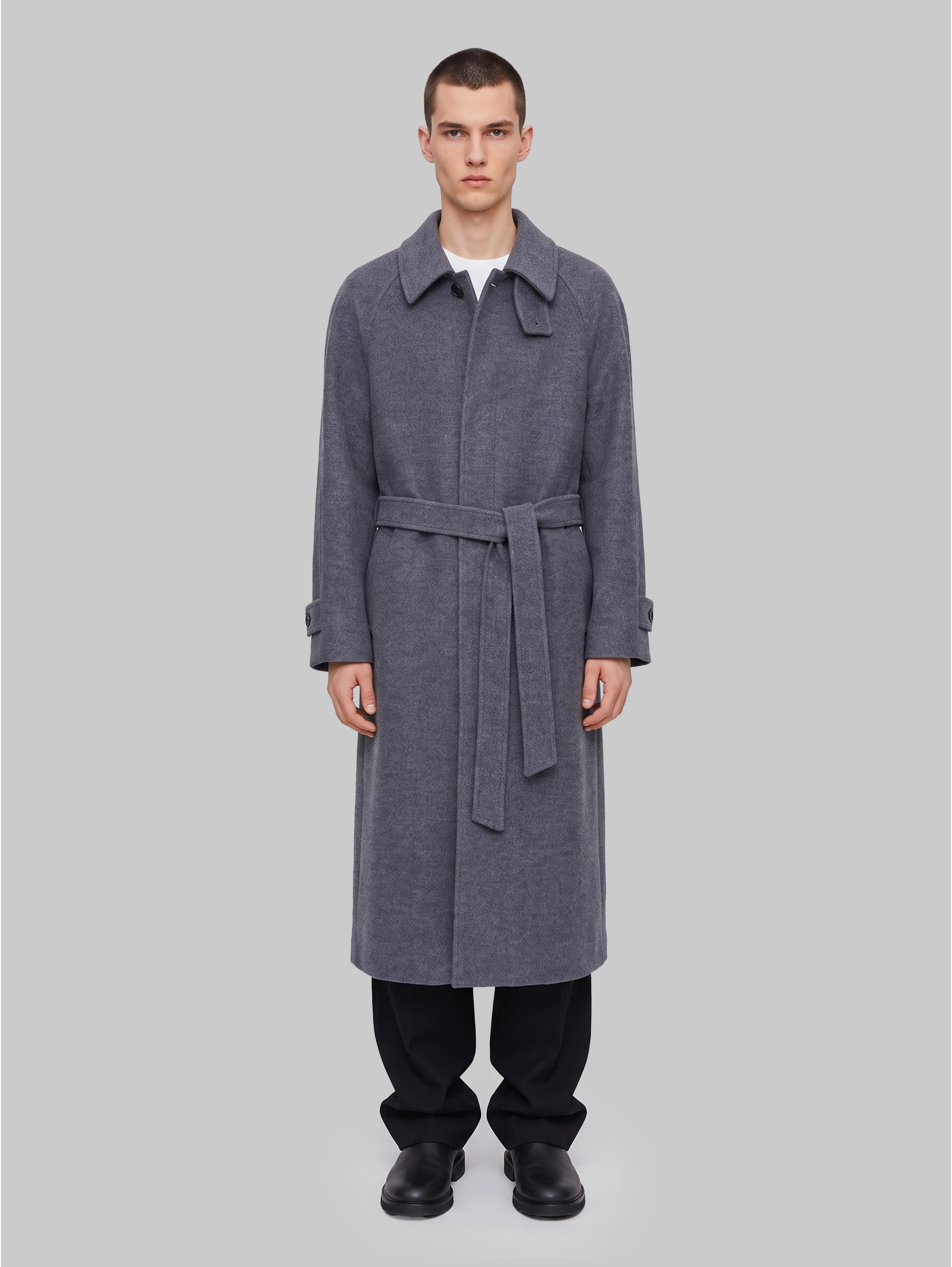 Grey melange cashmere coat