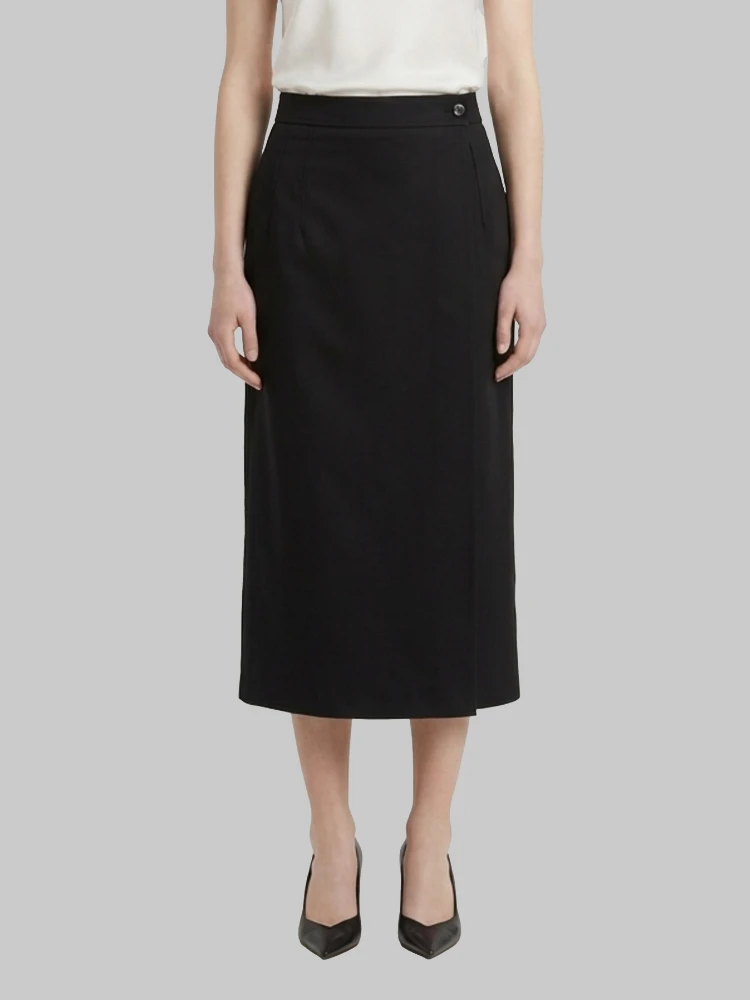Cotton gabardine midi skirt
