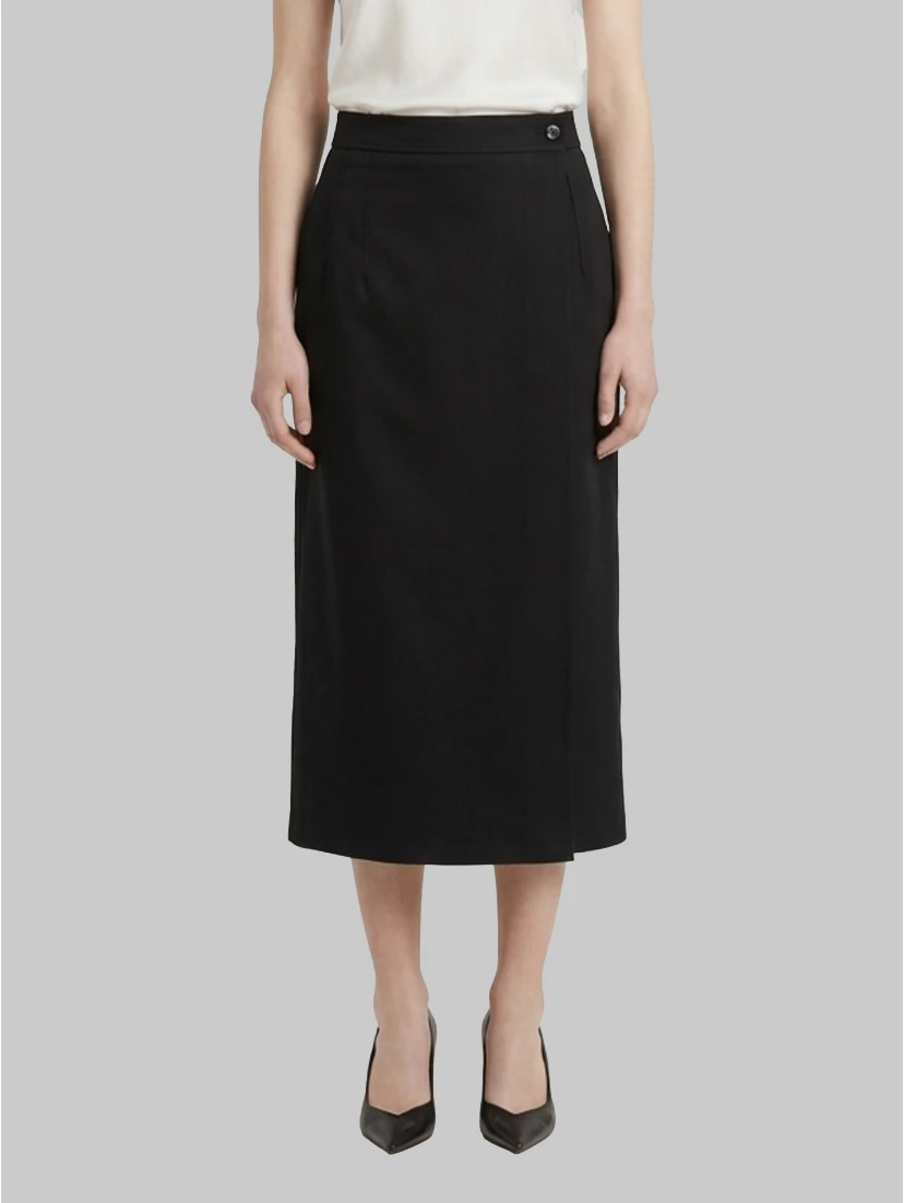 Cotton gabardine midi skirt