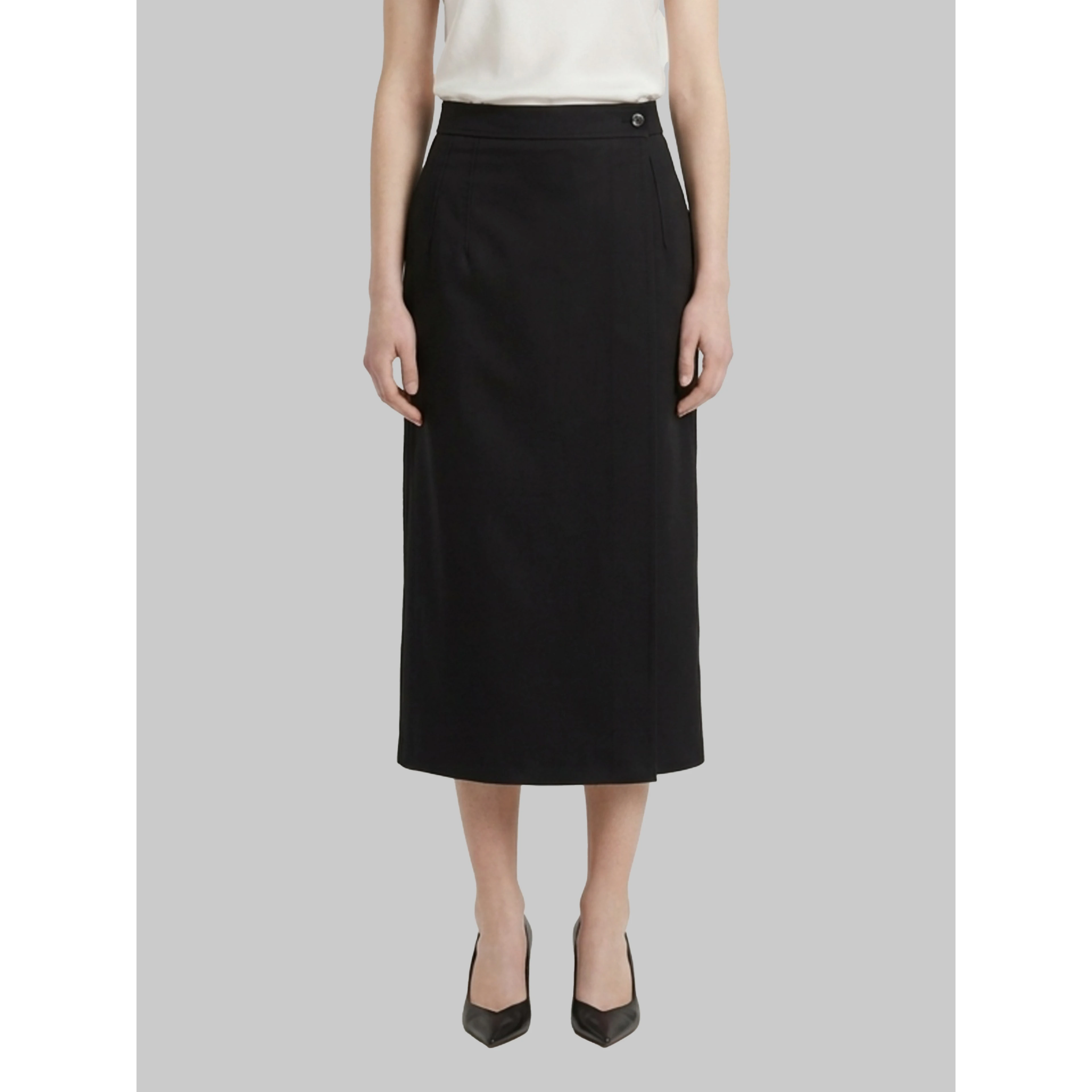 Cotton gabardine midi skirt