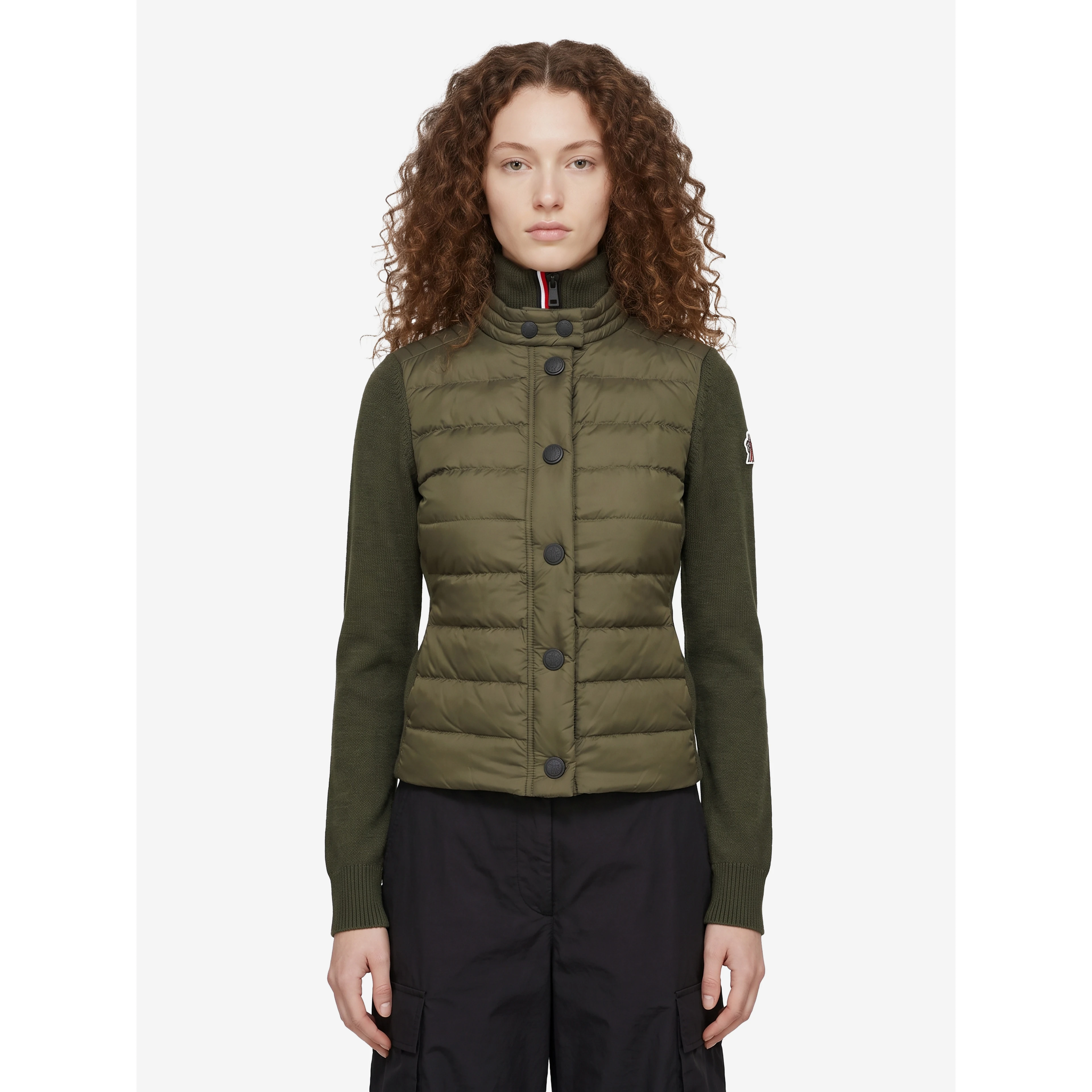 Padded wool-blend cardigan