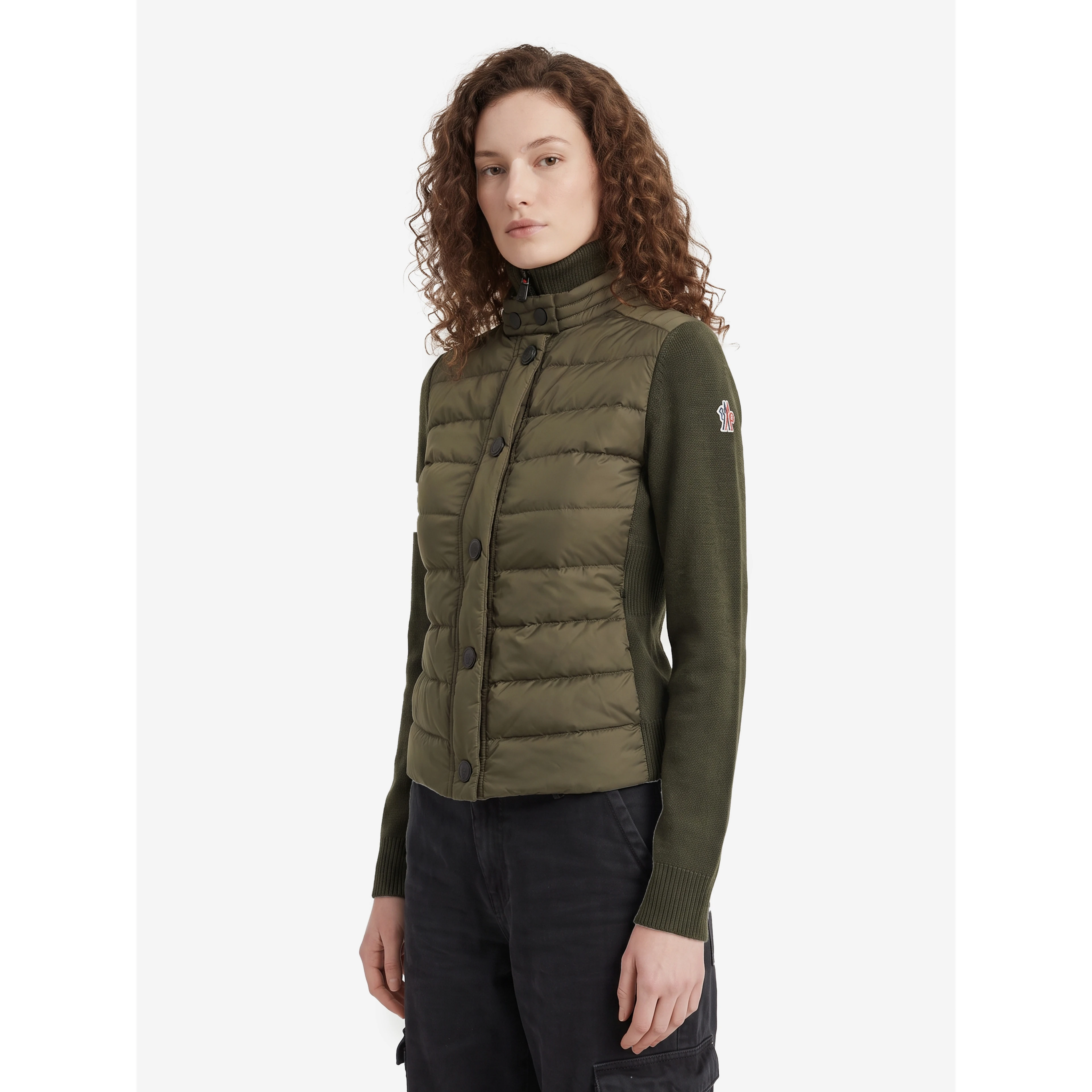 Padded wool-blend cardigan