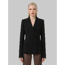 Double-breasted wool double crêpe jacket