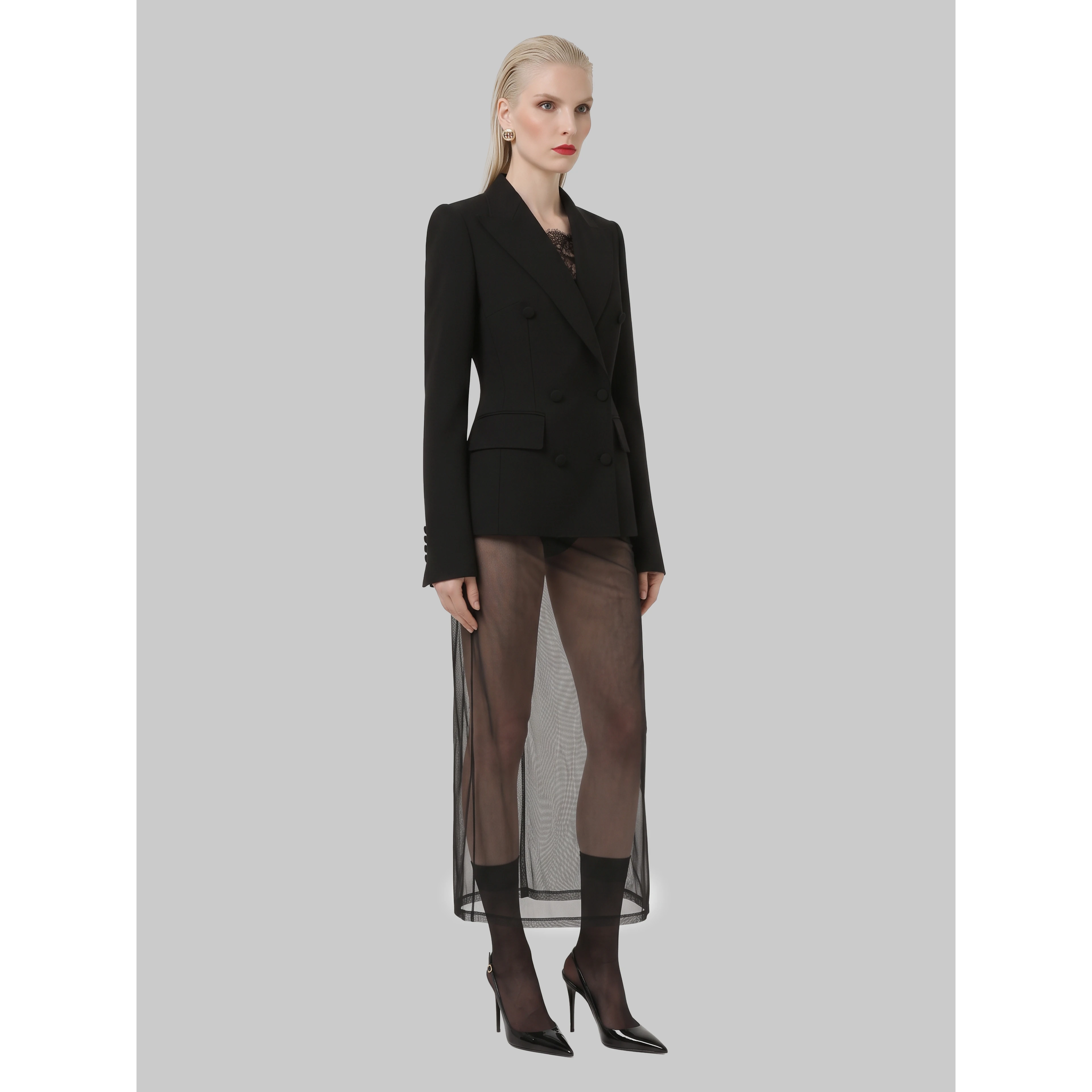 Double-breasted wool double crêpe jacket