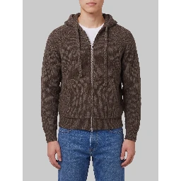Brown hooded knit cardigan