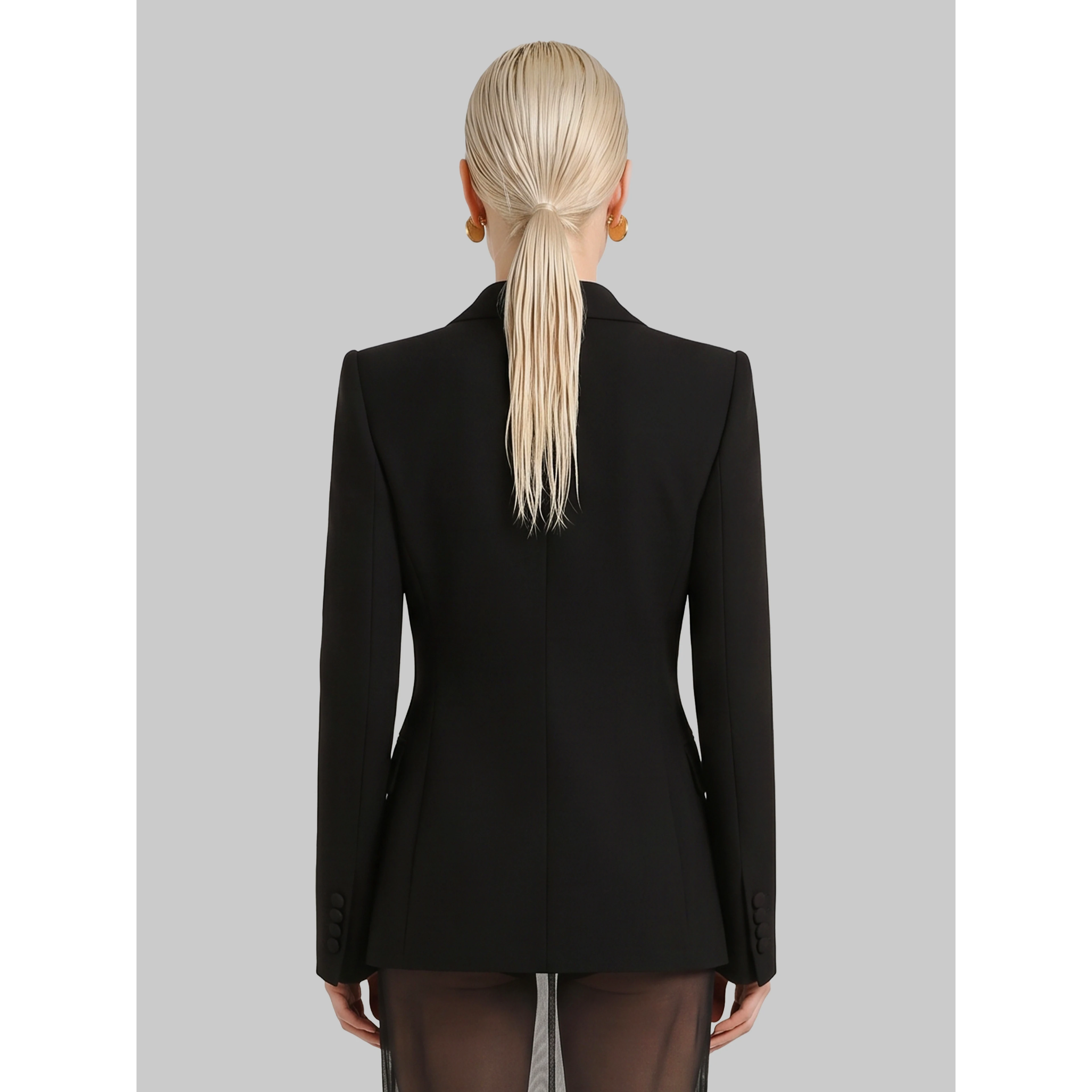 Double-breasted wool double crêpe jacket