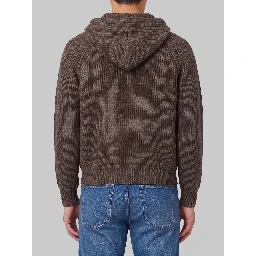 Brown hooded knit cardigan