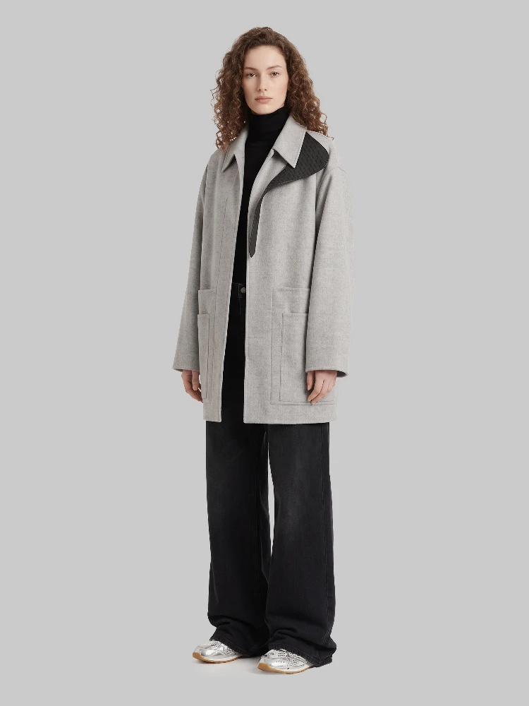 Car coat in wool and cashmere alternative