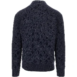 Diamond-motif wool full-zip cardigan