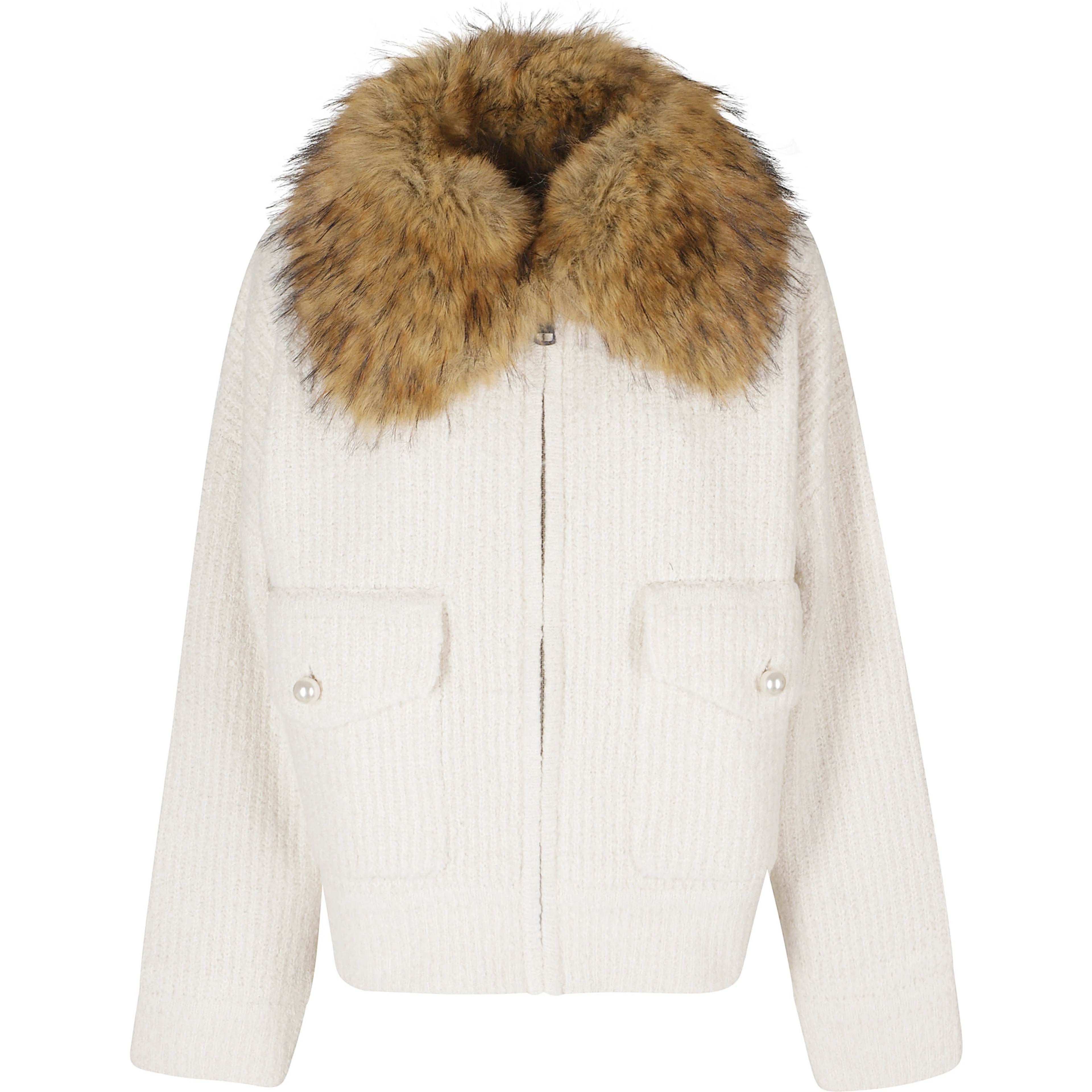 KNITTED JACKET WITH FUR