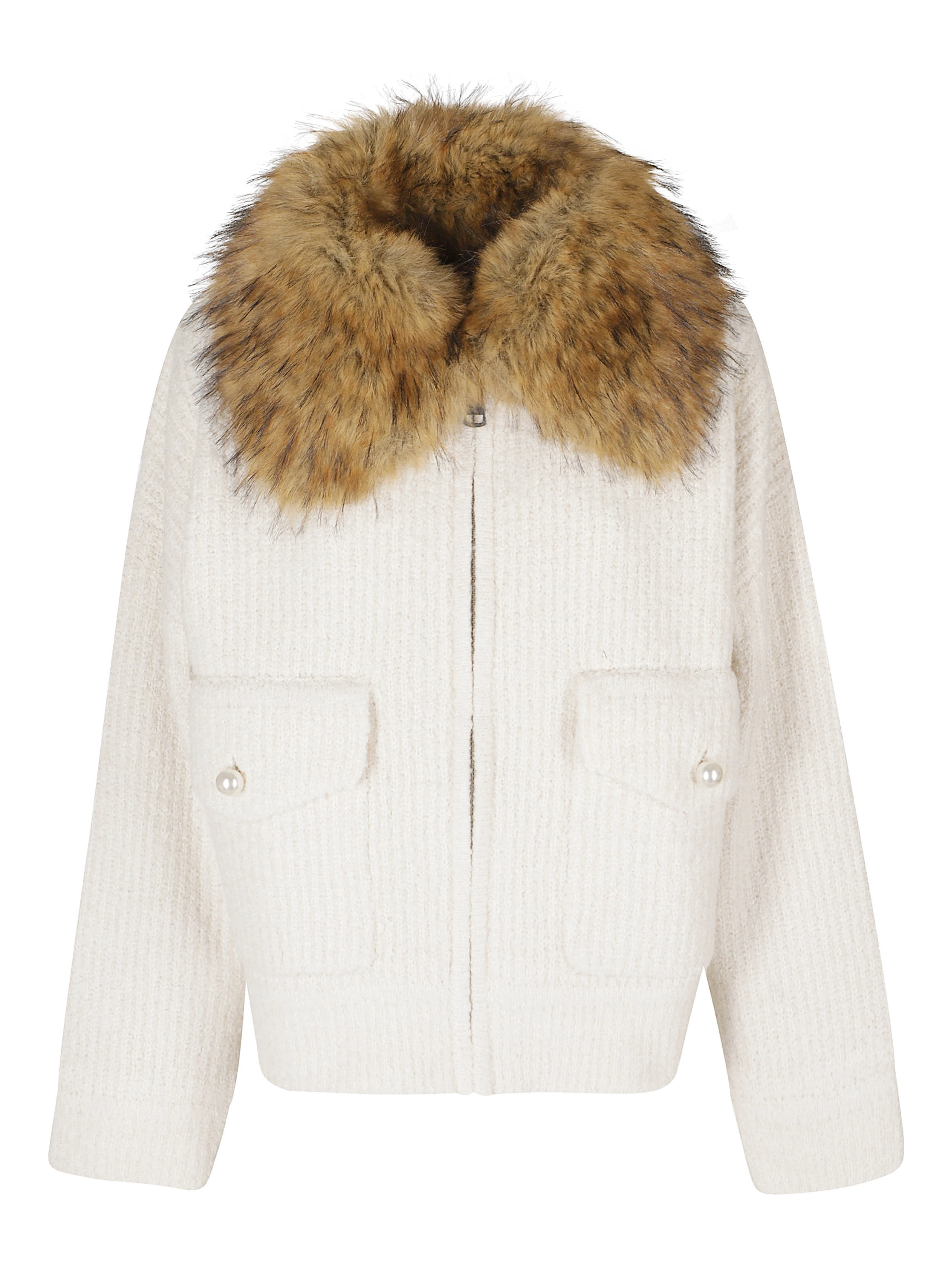 KNITTED JACKET WITH FUR