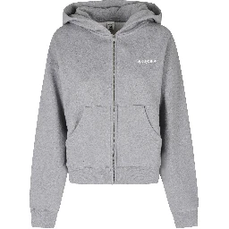 SERIF LOGO EMBROIDERED ZIP HOODIE
