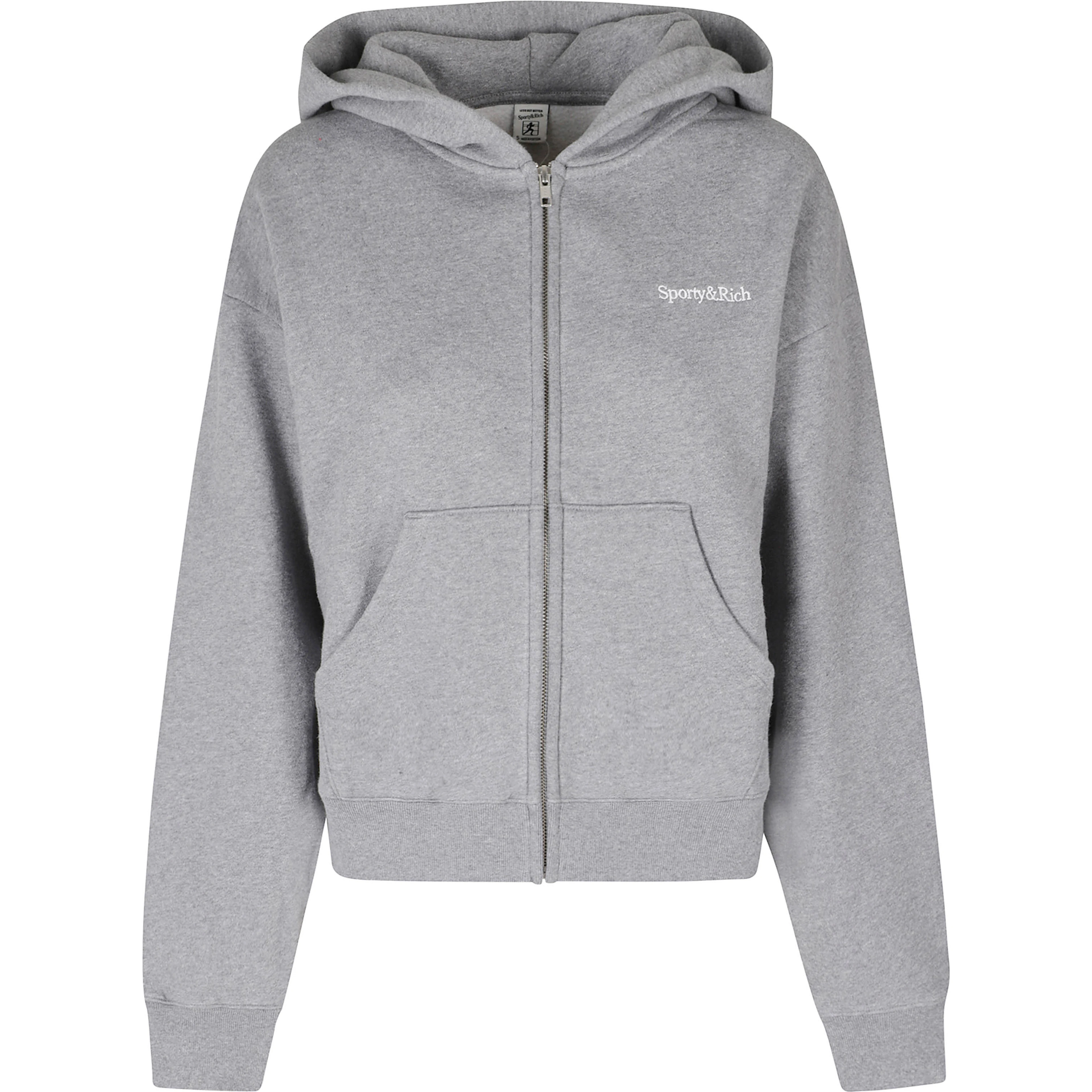 SERIF LOGO EMBROIDERED ZIP HOODIE