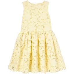 yellow sleeveless lace dress