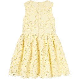 yellow sleeveless lace dress