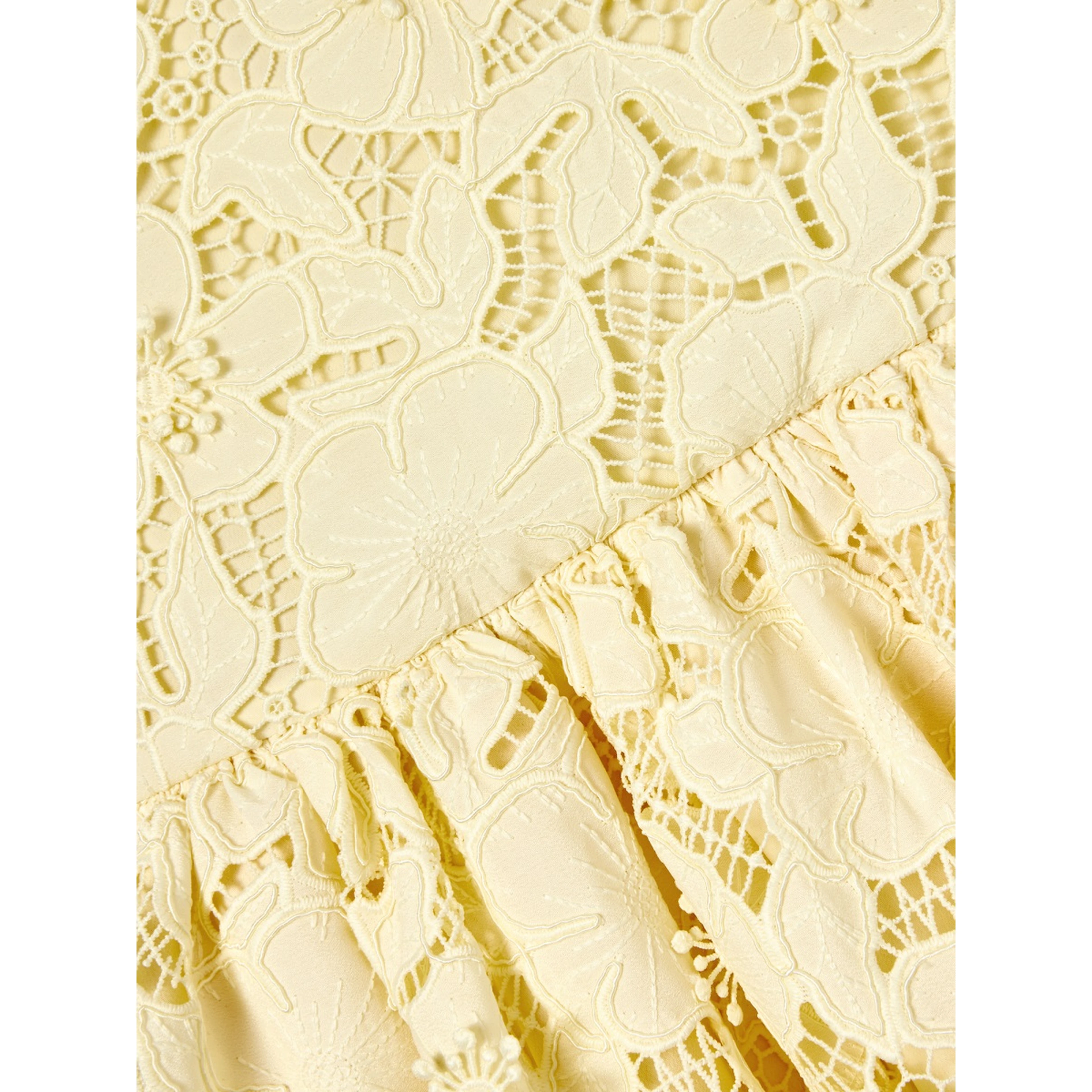yellow sleeveless lace dress