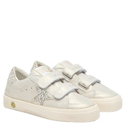 may school laminated suede upper toe vamp and tongue glitter star and heel