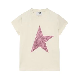 star girl's t-shirt cotton jersey with glitter print