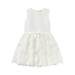 cream satin tulle flower dress